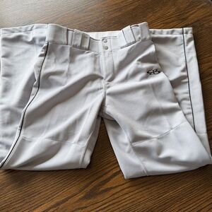 Gray Baseball Pants with Black Piping